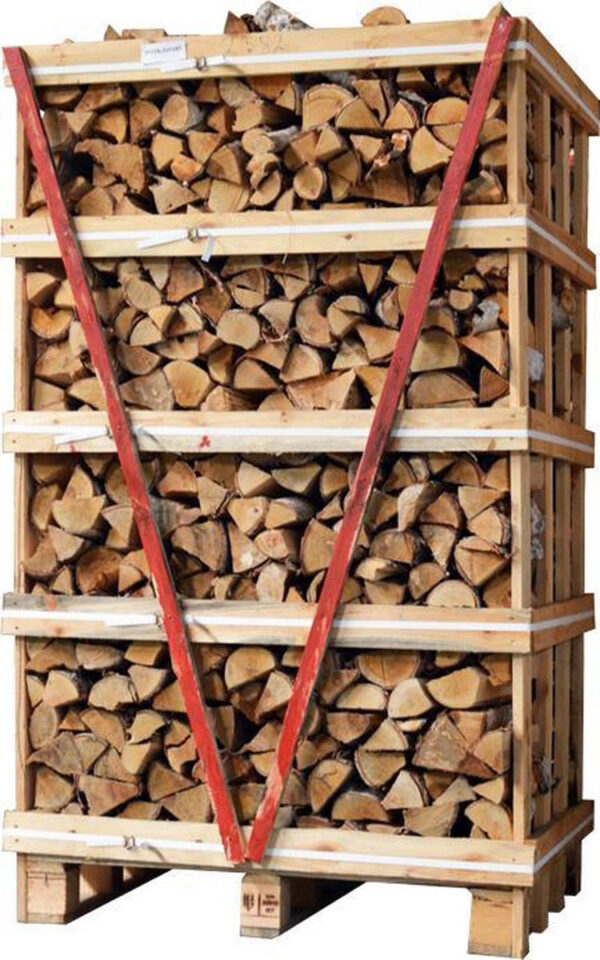 Caisse de bois de chauffage en bouleau séché au four (2 m3)